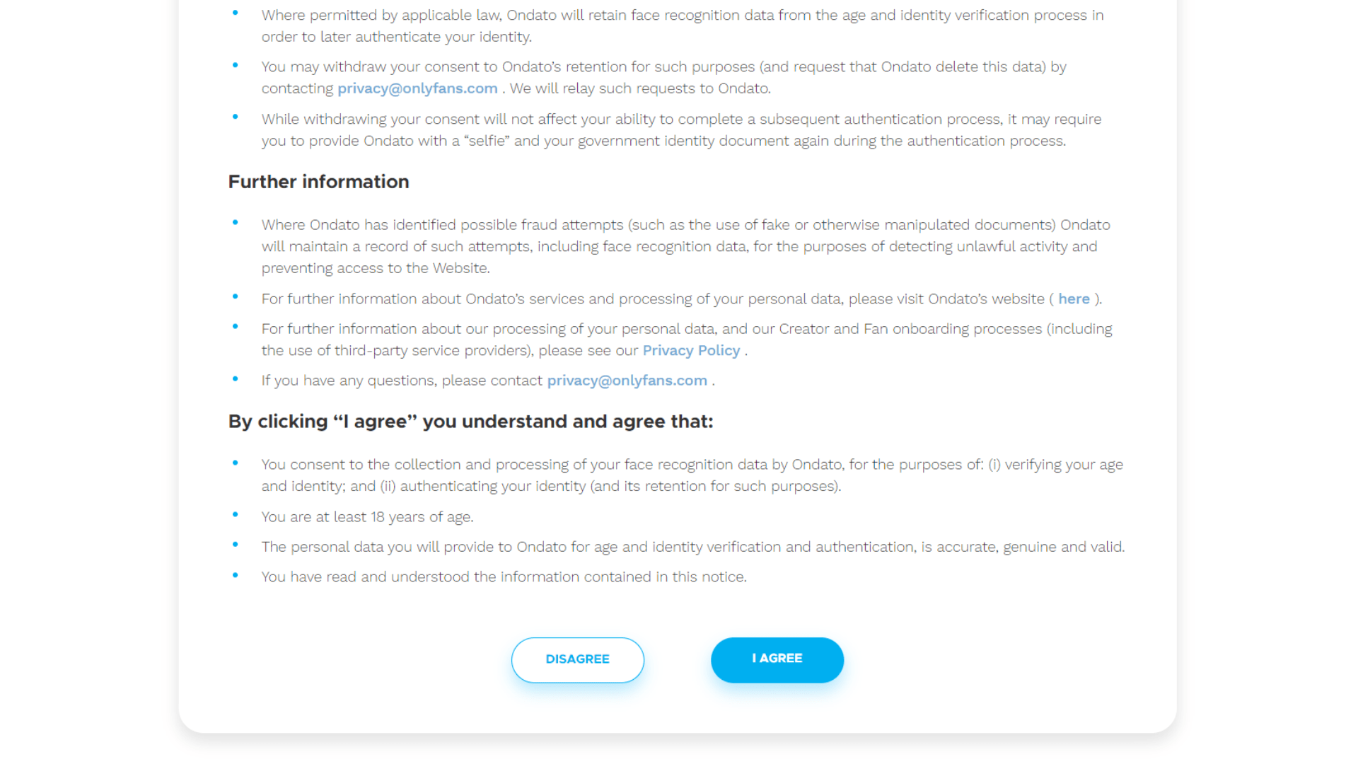 регистрация Onlyfans - Privacy policy